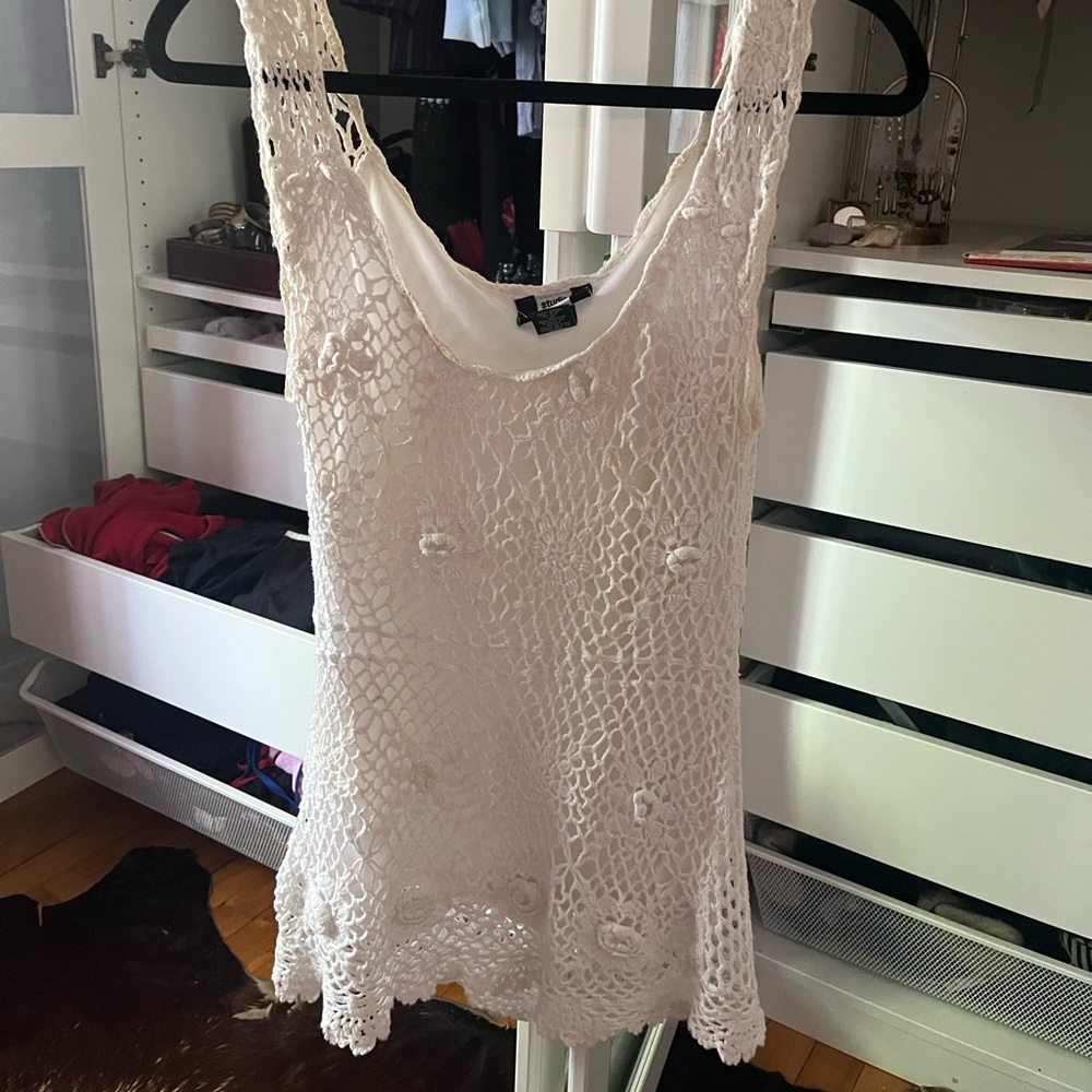 Crochet white tank